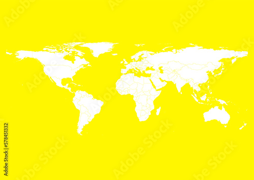 Vector world map - with Cadmium Yellow color borders on background in Cadmium Yellow color. Download now in eps format vector or jpg image.