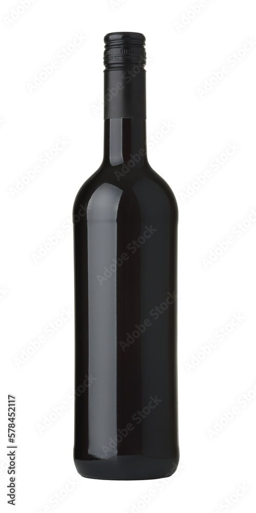 Front view of unlabeled red wine bottle Front view of unlabeled red wine bottle