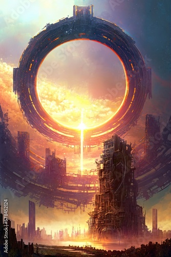 Grimdark Sci-Fi Fantasy Baroque Oil Art: Soulslike Adventure Fototapet