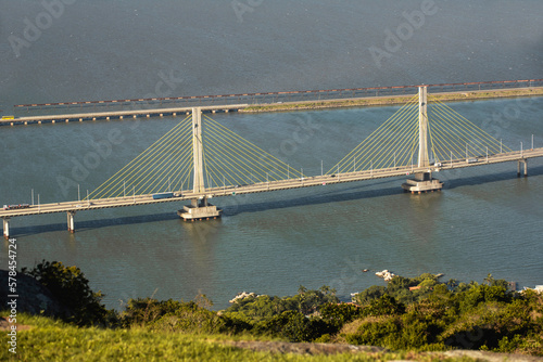 Fototapeta Naklejka Na Ścianę i Meble -  Anita Garibaldi bridge located in the city of Laguna in the southern state of Santa Catarina Brazil, structure with 2815 meters in length