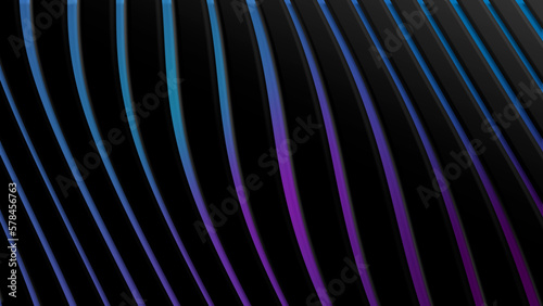 3d rendering modern wave black lanes background with gradient magenta and turquoise colour for beauty and fashion product presentation or business presentations. 