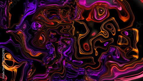 3d rendering space fluid wave liquid neon multicolour splash background. Holography and web consept