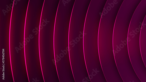 3d rendering led neon space platform with pointing to the left of gradient magenta colour. Concept and cyber monday