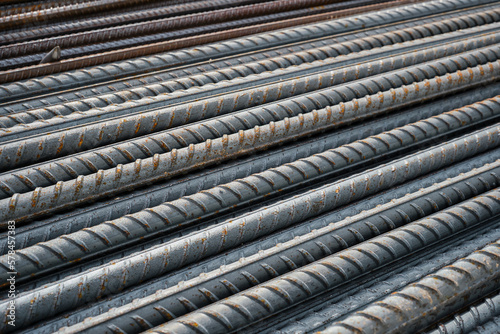 Bilde på lerret Construction steel reinforcement close-up, selective focus
