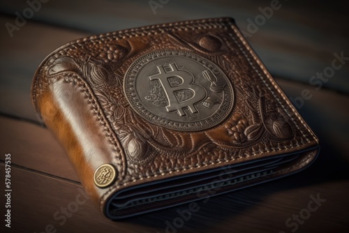 Leather wallet for bitcoin, Generative AI  © Kaleb