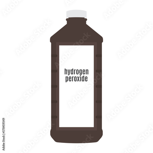 Hydrogen Peroxide, Hydrogen Peroxide Bottle, Plastic Brown Bottle, Bottle Icon, Medical Solution, Witch Hazel, Wound Solution, Vector Illustration Background