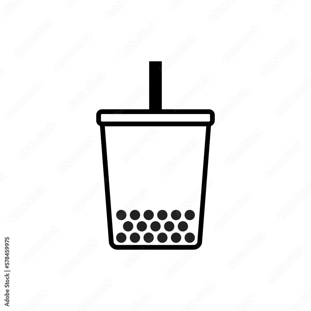 Obraz premium Boba, Bubble Tea, Tapioca Pearls, Dessert Asian Drink, Bubble Tea Logo, Boba Icon, Boba Drink, Menu Vector Illustration Background