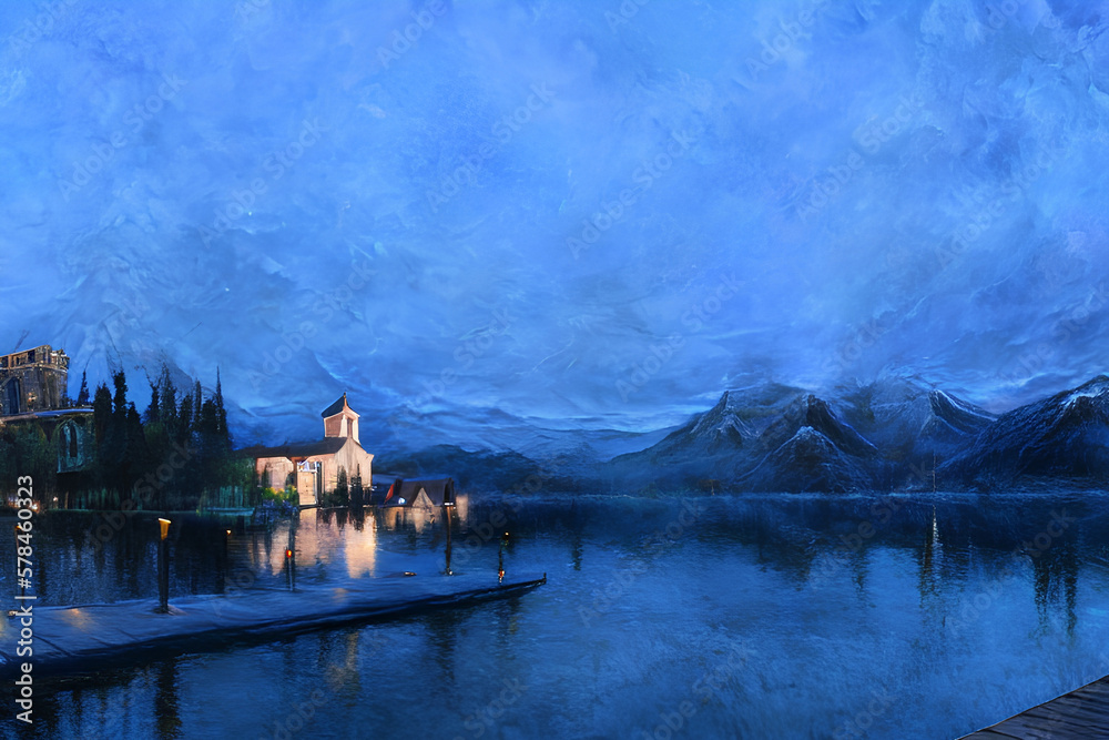 Fototapeta premium Lake Bled Countryside Generative AI Art