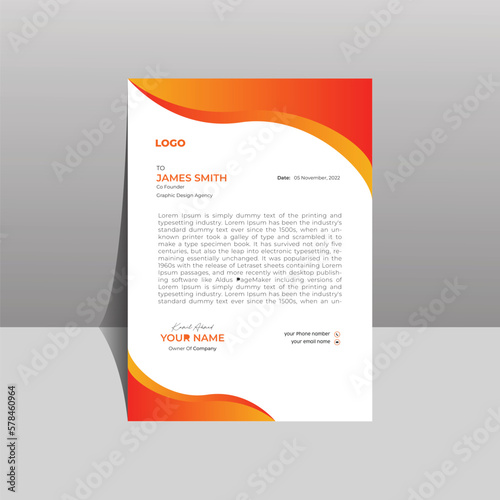 Corporate Modern Business Office Letterhead Design Template Vector EPS Fully Layred Creative & Clean business stylish letterhead corporate project design print with vector & illustration photo