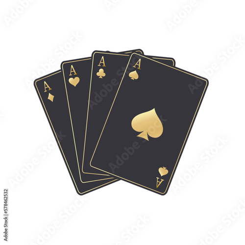 Poker cards black and gold casino cards. Winning poker hand.