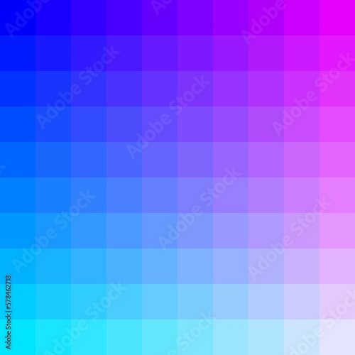 RGB pattern developed by structured programming. Represents the one face of cube in rgb color space, from blue and rmagenta color to cyan and white color.
