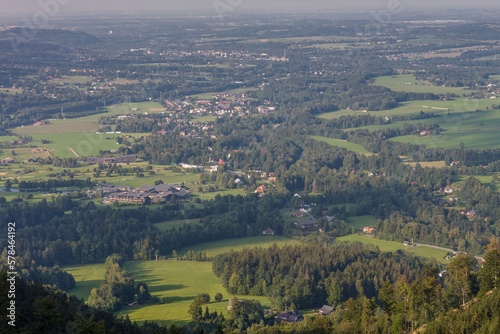 Mountain village Celadna on valley in Beskid Mountains