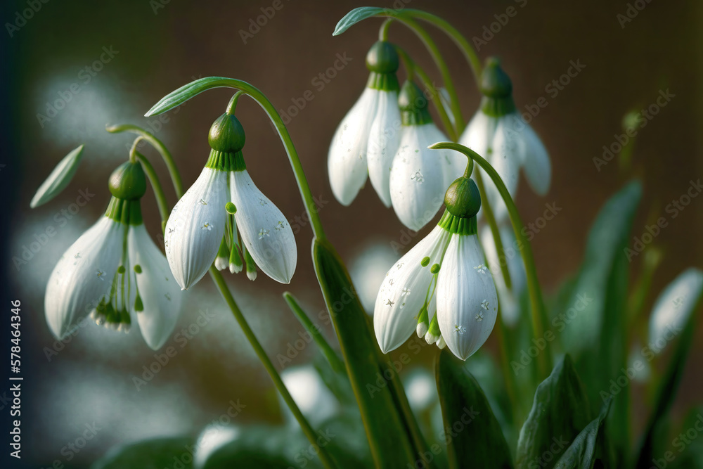 The Beauty of Snowdrop Flowers: A Delicate and Resilient Symbol of Spring. Generative Ai The Beauty of Snowdrop Flowers: A Delicate and Resilient Symbol of Spring. Generative Ai