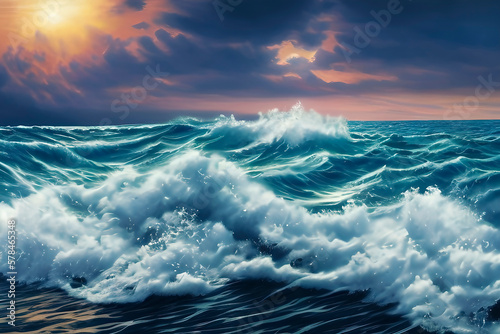 Tumultuous Seas: A Painting of Choppy Waters