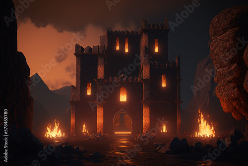 lava fire castle, Generative AI