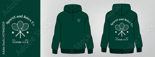 green hoodie art design, tennis logo photo