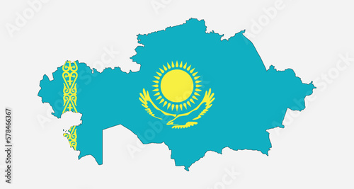 Map and flag of Kazakhstan country national emblem graphic element Illustration template design 