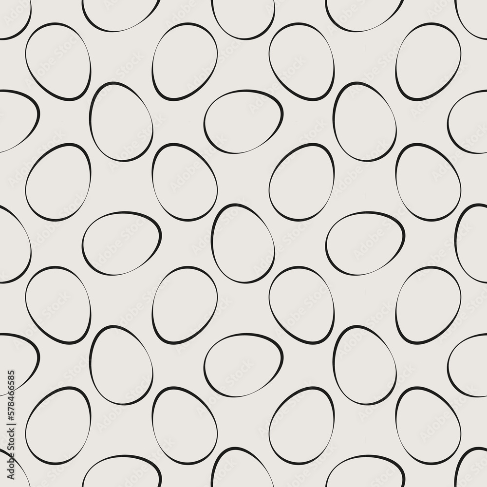 Essential monochrome eggs contour seamless vector pattern. Neutral geometry multi-use repeating pattern tile for packaging and backgrounds.