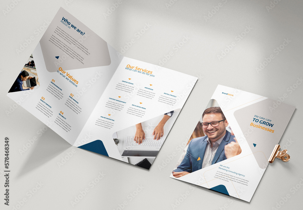 Business Brochure Layout with Blue and Yellow Accents Stock Template ...