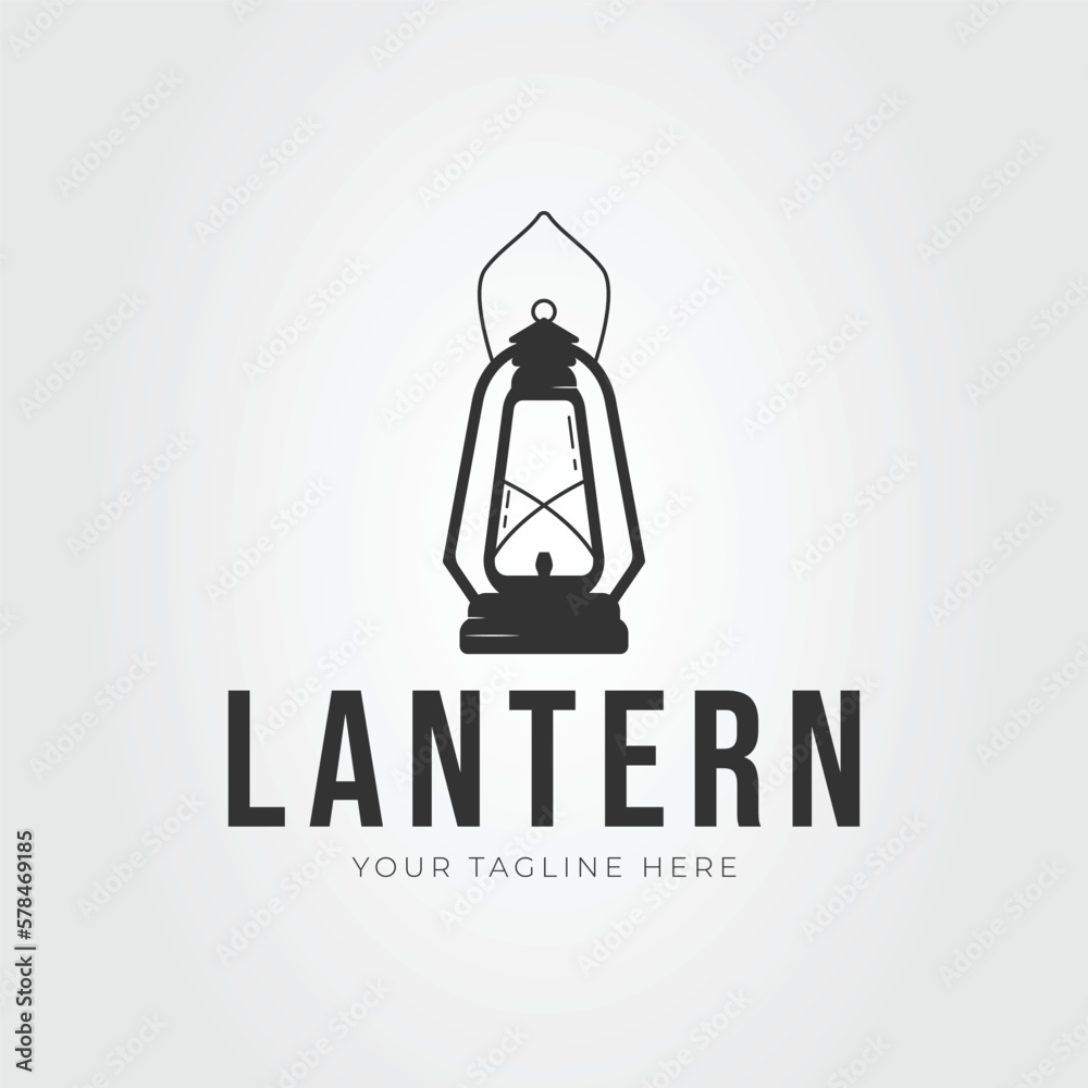 camping lantern or mine lamp logo vector illustration design