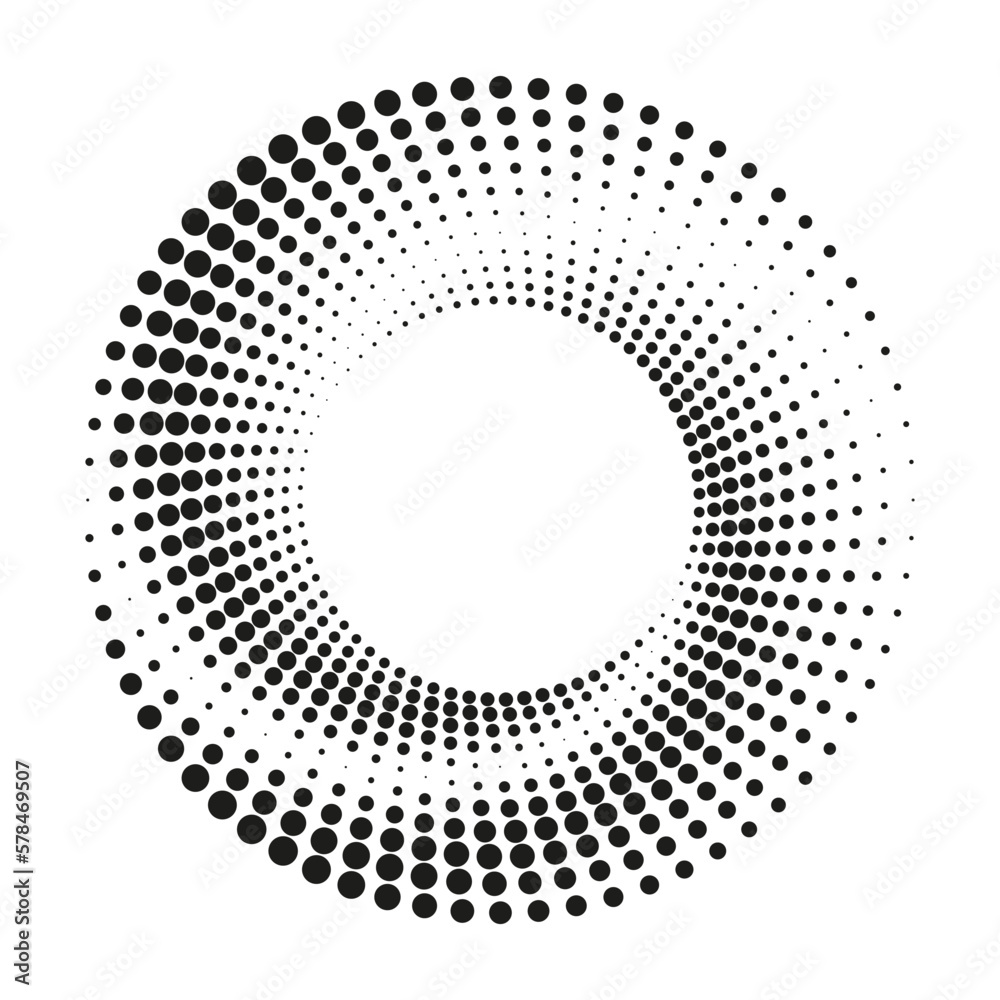 Abstract halftone spiral. Vector halftone dots background for design banners, posters, business projects, pop art texture, covers. Geometric black and white texture Abstract halftone spiral. Vector halftone dots background for design banners, posters, business projects, pop art texture, covers. Geometric black and white texture