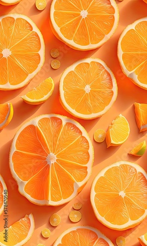 Vibrant Seamless Tiled Orange slices and delicious citrus fruits  Generative AI