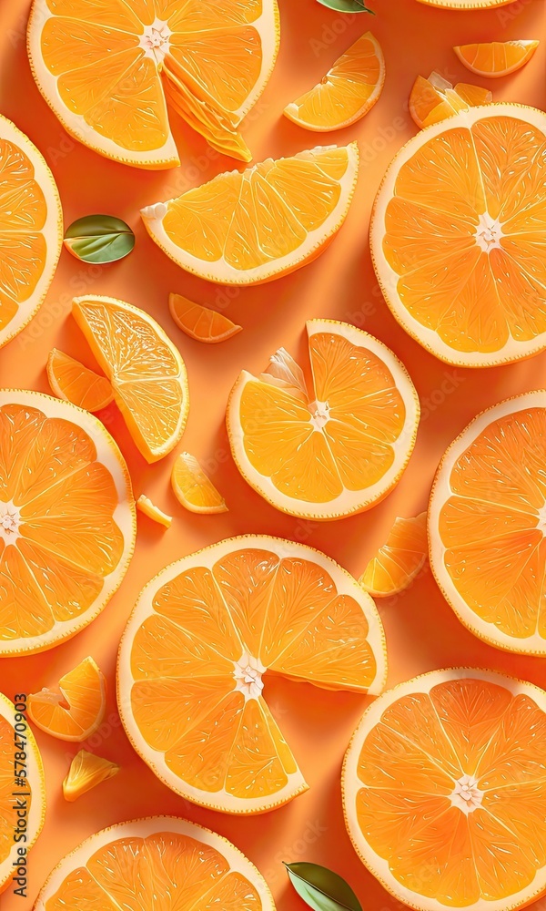 Vibrant Seamless Tiled Orange slices and delicious citrus fruits, Generative AI Vibrant Seamless Tiled Orange slices and delicious citrus fruits, Generative AI
