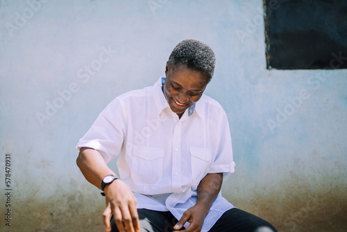 Portrait of a queer masculine black woman	