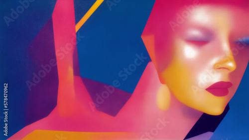 Arte Abstracto Pop de Rostro de Mujer, IA Generativa