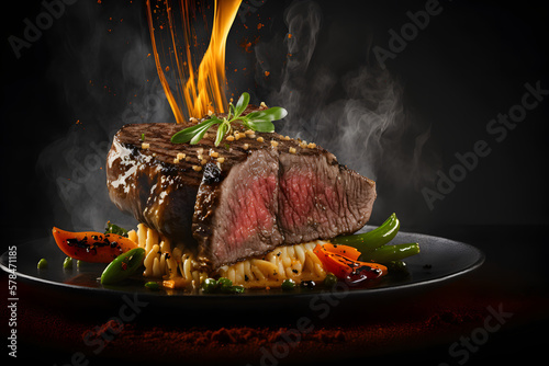 Delicious steak, medium-rare. Generative AI