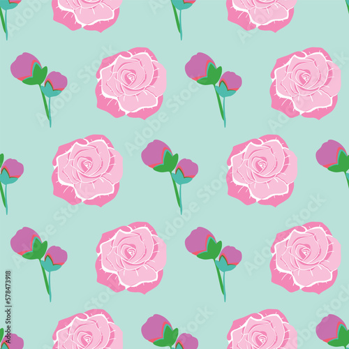 Vintage rose flowers seamless vector design pattern