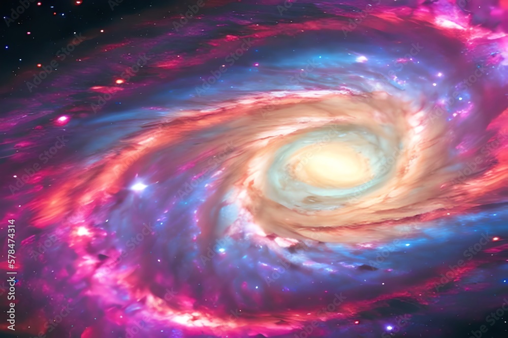 Obraz premium Colorful Abstract Spiral Galaxy In Space. Generative AI