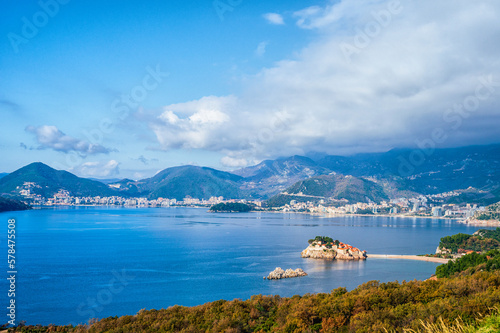 Adriatic sea coast, landscape. Montenegro, Balkans. Budva.