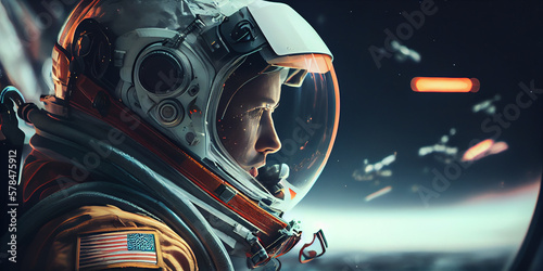 Astronaut and space exploration theme,Generative AI