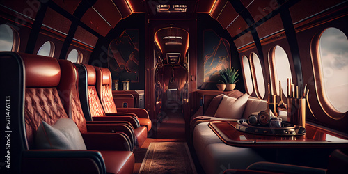 luxury airplane interior,Generative AI