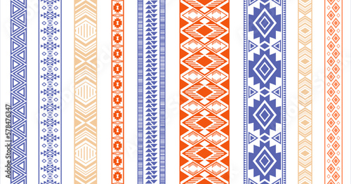 Embroidery ribbon vector patterns, lace seamless border, fashion edge stripes.
