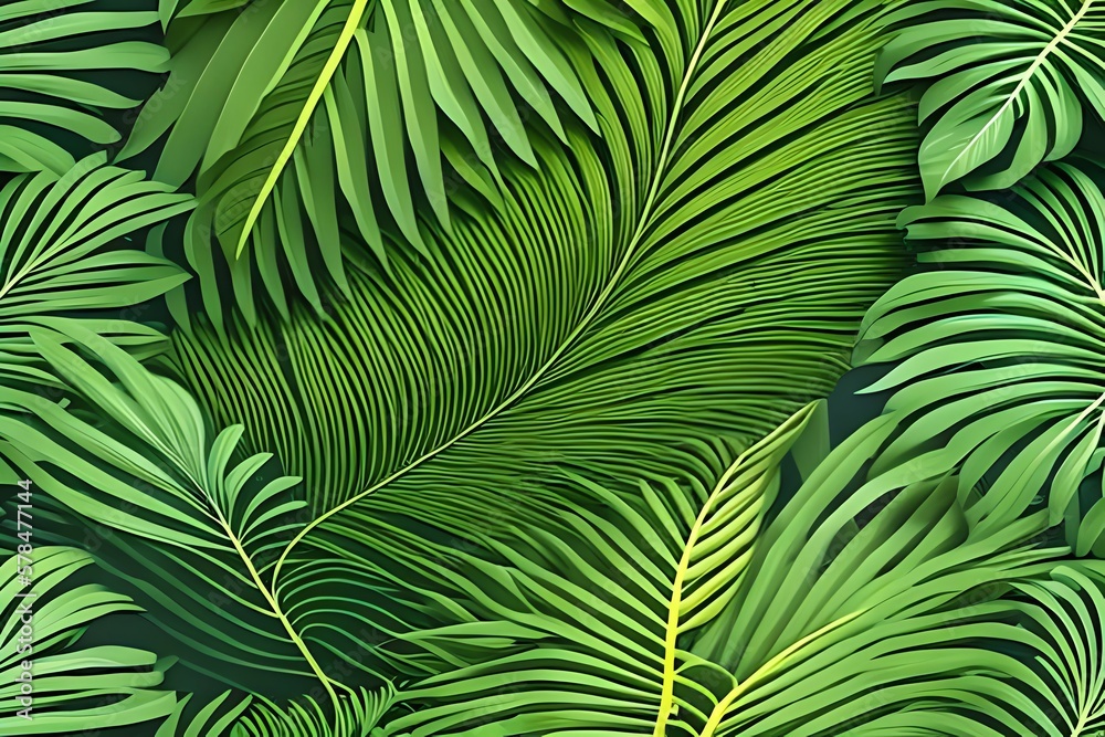 Plant Leaves Background, Floral Tropical Pattern For Wallpaper. Generative AI