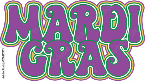 Mardi Gras color groovy lettering vector file