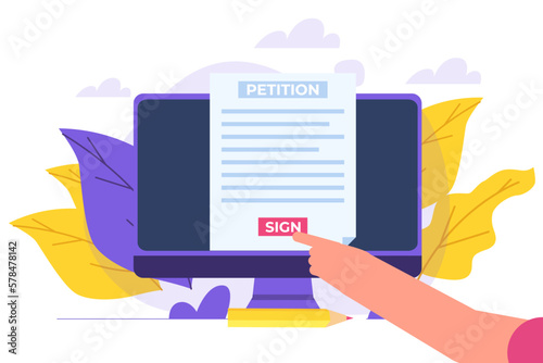An appeal document or form. Petition online concept. Vector illustration
