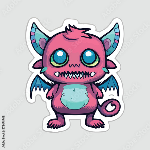 cute monster cartoon character vector icon illustration icon concept isolated premium vector flat Pro Vector