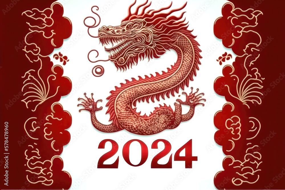 Celebrating the Chinese New Year 2024: Year of the Dragon. Generative Ai