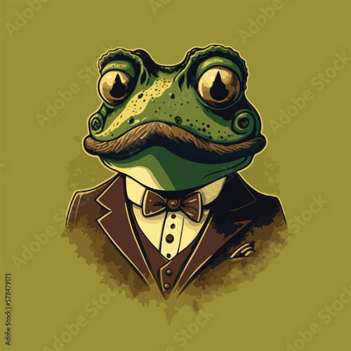 Hipster frog animal vector art illustration 