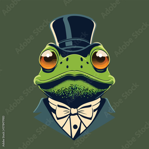 Hipster frog animal vector art illustration

