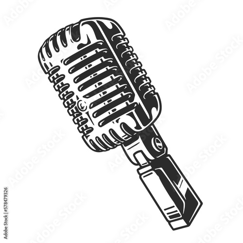 Professional audio microphone monochrome sticker