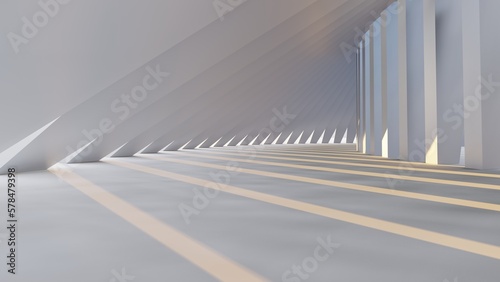 Abstract architecture background geometric arched interior 3d render