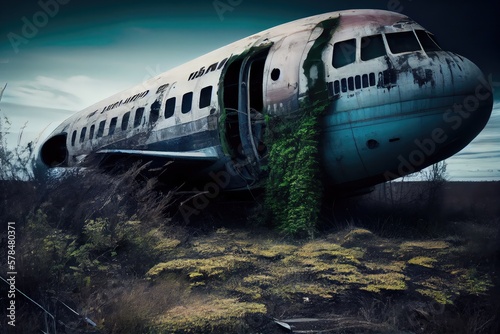 Abandoned plane in the wild - generative ai