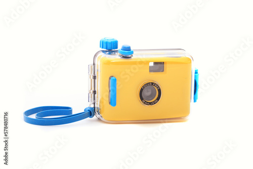 Waterproof underwater camera isolated on white background