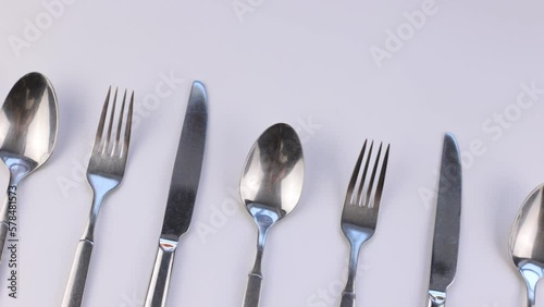 fork knife spoon set of kitchen utensils on a white background