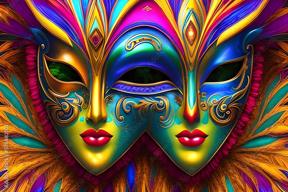 Abstract Art. Colorful Painting Art Of A Carnival Mask. Background Illustration. Generative AI Abstract Art. Colorful Painting Art Of A Carnival Mask. Background Illustration. Generative AI