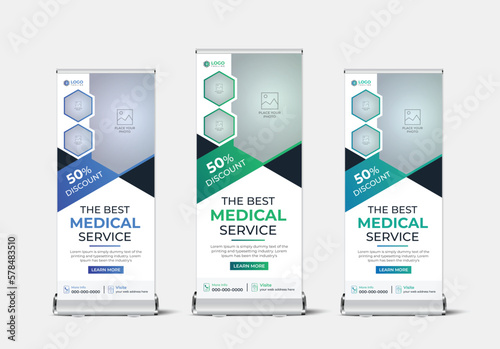 Modern medical rack card or roll up template design